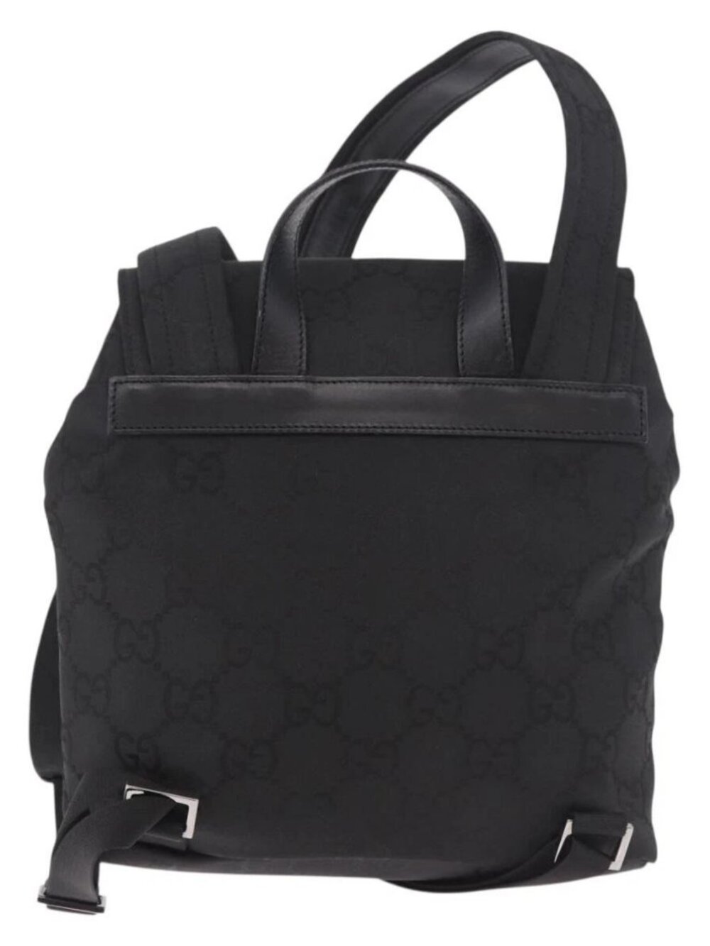GUCCI GG Canvas Backpack Black Silver 003 0242 Auth